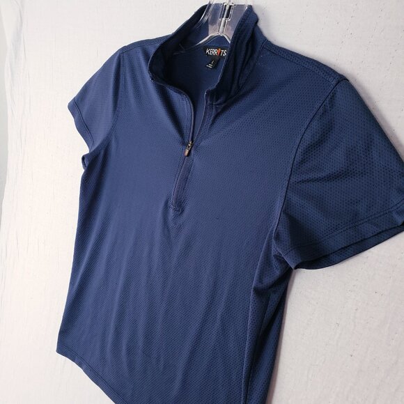 KERRITS Performance Tee Shirt Navy Blue Mesh Equestrian size L Modest Crop Zip - Picture 9 of 9